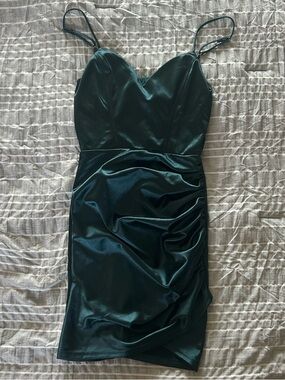 Lucy in the Sky Emerald Green Satin Mini Dress